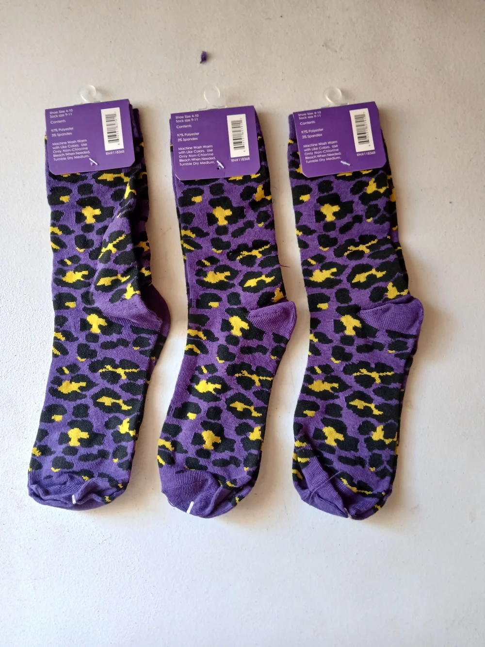 Purple & Yellow Leopard Crew Socks - Men Or Women ( Bag B )